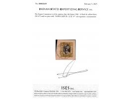 1946  1r black &amp; yellow-bistre on piece with "SAWAI JAIPUR / 22 JL 47" cds. 2025 ISES certificate.
To buy this item pleas