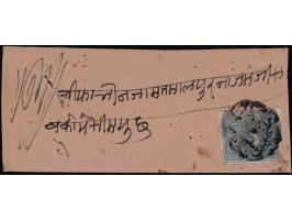 1904  ½a grey-blue SG Type 1a on local cover tied by Jaipur intaglio seal cancel. 2025 ISES certificate.
