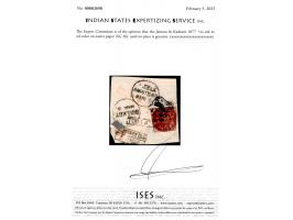 1877  ½a red in oil color on native  paper used on piece. 2025 ISES certificate.
To buy this item please send us an email or 
