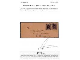 1905  ¼a surcharge on ½a brown-purple x 2 copies of local cover paying the ½ anna postal rate for single weight letter with d