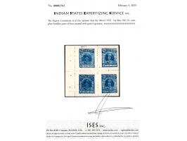1931  ½a blue, complete booklet pane of four. 2025 ISEs certificate.
To buy this item please send us an email or use the cont