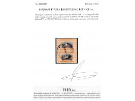 1948  1a on 2a grey &amp; dull yellow vertical pair with error, small second 'N' in ANNA on top stamp and small 'E' in ONE on