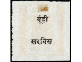 1915-41  2½a chrome-yellow with error, overprinted BUNDI SERVICE in Devanagri letters on reverse. Unused without gum as issue