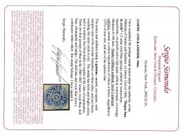 1876  ½a bright blue in watercolor on native paper. Unused without gum as issued. 2002 Sismondo certificate incorrectly ident