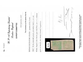 1867-76  4a emerald-green in watercolor on native paper with error, vertical tete-beche pair. Unused without gum as issued. O