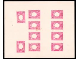 Proof impressions of the frame for the 1935 ¼a, 1a and 8 impressions of the 10r in pink. 2025 ISES certificate.
