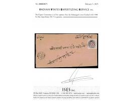 Local cover from Kishangarh to Arain franked with1900  ¼a lilac imperforate cancelled by 'KISHANGARH / RAJ.P.O.' double circl