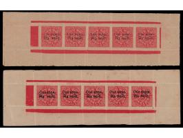1913  1a on 4a red on toned wove paper two complete sheets, one in pink with surcharge in fine letters indicative of very ear