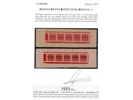 1913  1a on 4a red on toned wove paper two complete sheets, one in pink with surcharge in fine letters indicative of very ear