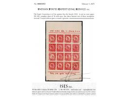 1924  1a red on wove paper, complete sheet of 16 with error, line above bottom row of sheet inscription inverted. Unused with