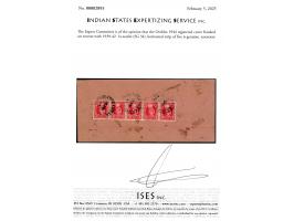 1944 registered cover with boxed registration strike on obverse franked on reverse with 1939-42  1a scarlet horizontal strip 