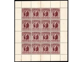 1934  1a purple-brown London printing, complete sheet of 16. Tiny stain spot on margin not affecting stamp. 2025 ISES certifi