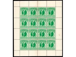 1934  6p emerald-green London printing, complete sheet of 16. 2025 ISES certificate. 

