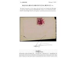 Bhavnagar 1a Court Fee stamp overprinted 'SAURASHTRA' without 'U.S.S. POSTAGE &amp; REVENUE' used on cover tied by intaglio c