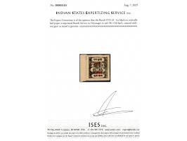 1915-41  ½a black on vertically laid paper overprinted Bundi Service in Devanagri in red. Unused without gum as issued. 2025 