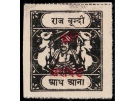 1915-41  ½a black with inscriptions SG Type G on medium wove paper with Bundi Service in Devanagri in red. Unused without gum