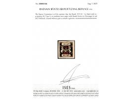 1915-41  ½a black with inscriptions SG Type G on medium wove paper with Bundi Service in Devanagri in red. Unused without gum