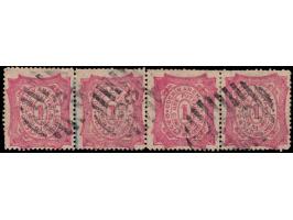 1898  1p pink on thin yellowish wove paper, horizontal strip of 4
