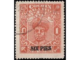 1949  1a brown-orange surcharged SIX PIES
