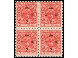 1943  3a vermillion perf. 11 overprinted ON C G S. MNH block of 4
