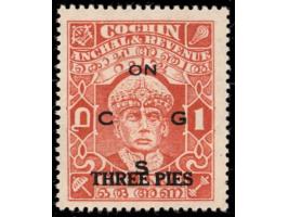 1942-43  THREE PIES on 1a perf 13 x 13½ overprinted ON C G S. 
