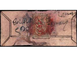 1873  1a olive-green overprinted Sarkari in red used on local cover tied by brick-red cancel. 2025 ISES certificate
