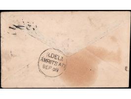 India ½a postal stationery envelope from Jammu to Amritsar (British India) additionally franked with Jammu &amp; Kashmir ½red