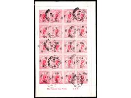 1917-18  1 anna red complete sheet of 20 overprinted "ON K D S" cancelled-to-order.
