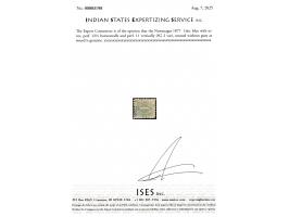 1877  1doc blue with error, perf. 12½ horizontally and perf. 11 vertically. Not recorded with compound perf. Unused without g