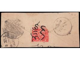 1876  6p red on yellowish white wove paper used on part cover tied by manuscript cancel, stamp with corner missing, with Poon
