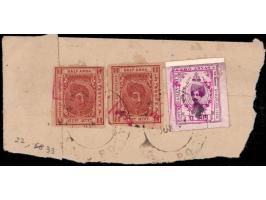 1949  Kishangarh ½a postal stationery envelope cut-outs x 2 and 1912-16  2a purple all handstamped with RAJASTHAN in red used