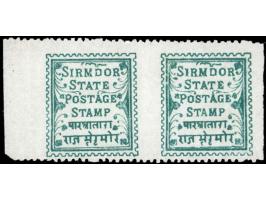 1892  1p deep green with error, imperf vertically, horizontal pair. This error is only listed in the yellow-green shade.
