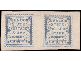 1892  1p blue with error, imperf pair.
