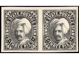 1900  3p Imperforate Plate Proof pair in black ink from printing VII. Note that this Printing was only issued with SG Type 18