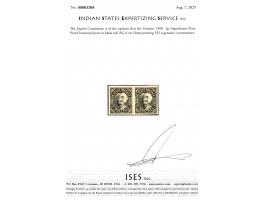 1900  3p Imperforate Plate Proof pair in black ink from printing VII. Note that this Printing was only issued with SG Type 18