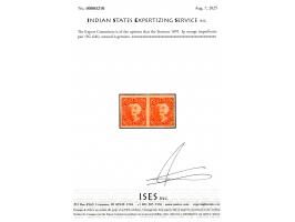 1895  3p orange imperforate pair. 2025 ISES certificate
