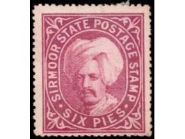 1895  6p error of color, printed in pink instead of green, the color of the 2 anna. This is the only example we have seen in 