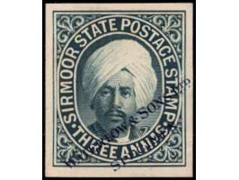 1899 Imperf Proof of the 3 anna overprinted "WATERLOW &amp; SONS LTD / SPECIMEN". 2025 ISES certificate
