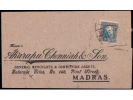 1899  8a deep blue used on philatelic cover addressed to Madras. This is the first cover we have seen in 40 years franked wit