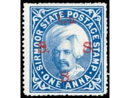1890  1a bright blue overprinted On S S S with SG Type 11 in red
