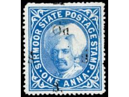 1891  1a bright blue overprinted On S S S with SG Type 12 in black. Small tear on bottom. 
