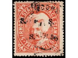 1896  3p orange handstamped On S S S with letters similar to SG Type 13
