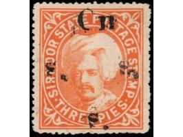 1897  3p orange handstamped On S S S with letters similar to SG Type 14
