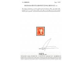 1896  3p orange handstamped ON S S S with letters similar to SG type 21 but larger. 2025 ISES certificate
