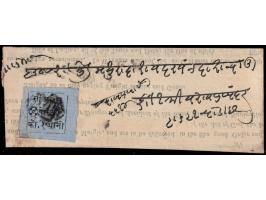 1868-75  1a black on azure laid paper on local cover made from a preprinted notice.
