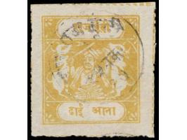 1917  2¼a olive-yellow with inscriptions SG Type B cancelled Dak Raj Bundi 28 Oct 17 cds
