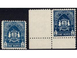 1941  1r in two distinct shades of deep blue. Unused without gum as issued
