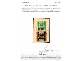 1915-41  ½a black overprinted BUNDI SERVICE in small English letters + 2a sage-green overprinted BUNDI in large English lette